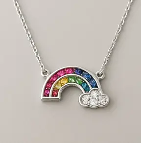 Collar Arcoíris de Luna Collar de plata con arcoíris de gemas y nube de zirconias