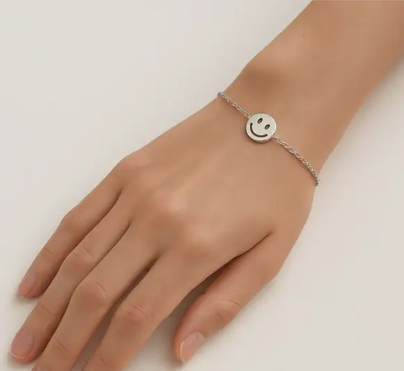 Pulsera plata carita feliz Pulsera plata carita feliz