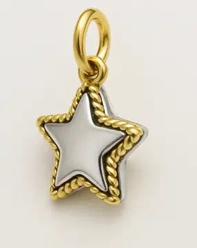 Dije dorado en forma de estrella con detalle blanco